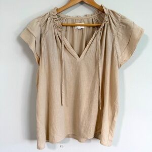 Honorine Cossette V-Neck Beige/Cream Top Women’s Size Medium